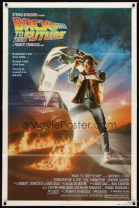 3t092 BACK TO THE FUTURE 1sh '85 Robert Zemeckis, art of Michael J. Fox & Delorean by Drew Struzan