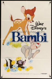 3t098 BAMBI 1sh R82 Walt Disney cartoon deer classic, great art with Thumper & Flower!