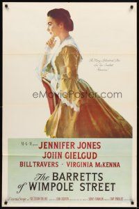3t101 BARRETTS OF WIMPOLE STREET 1sh '57 art of pretty Jennifer Jones as Elizabeth Browning!