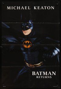 3t103 BATMAN RETURNS teaser 1sh '92 cool image of Michael Keaton as caped crusader!