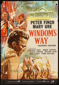 3t026 WINDOM'S WAY English 1sh '58 romantic artwork of Peter Finch & Mary Ure in the jungle!