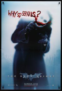 3z167 DARK KNIGHT teaser DS 1sh '08 Heath Ledger as the Joker, why so serious?