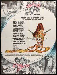 3x668 CASINO ROYALE French 1p '67 Bond spy spoof, sexy psychedelic Kerfyser art + photo montage!