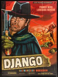 3x705 DJANGO French 1p '66 Sergio Corbucci, Belinsky spaghetti western art of Franco Nero w/ gun!