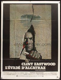 3x721 ESCAPE FROM ALCATRAZ French 1p '79 cool artwork of Clint Eastwood busting out by Lettick!