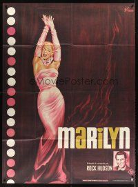 3x837 MARILYN French 1p R82 full-length art of sexy Monroe & Rock Hudson by Boris Grinsson!