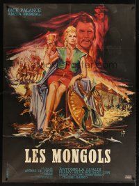 3x844 MONGOLS style B French 1p '62 different art of sexy Anita Ekberg & Jack Palance by Yves Thos!