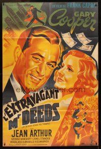 3x848 MR. DEEDS GOES TO TOWN French 1p R87 best art of Gary Cooper & Jean Arthur, Frank Capra