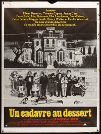 3x849 MURDER BY DEATH French 1p '76 great Charles Addams art of cast by dead body & spooky house!