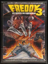 3x858 NIGHTMARE ON ELM STREET 3 French 1p '87 best different artwork of Freddy Krueger by Melki!