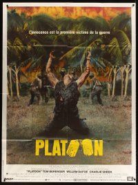 3x886 PLATOON French 1p '86 Oliver Stone, Vietnam War, Willem Dafoe shot in movie climax!