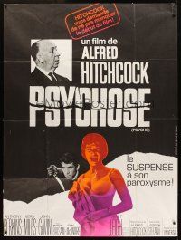 3x894 PSYCHO French 1p R69 different image of sexy half-dressed Janet Leigh, Perkins & Hitchcock!
