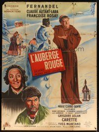 3x904 RED INN French 1p '51 Claude Autant-Lara's L'Auberge Rouge, art of monk Fernandel & snowman!