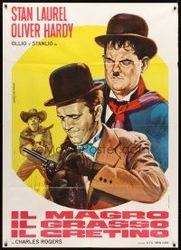 3x466 IL MAGRO IL GRASSO IL CRETINO Italian 1p '70 cool Piovano art of Stan Laurel & Oliver Hardy!