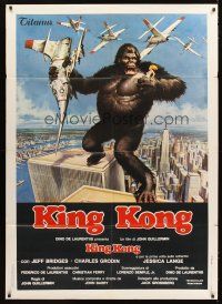 3x477 KING KONG Italian 1p '76 John Berkey art of BIG Ape on the Twin Towers!