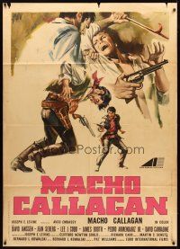 3x493 MACHO CALLAHAN Italian 1p '70 cool different cowboy artwork by Sandra Symeoni!