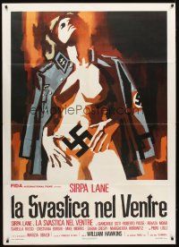 3x498 NAZI LOVE CAMP Italian 1p '77 completely different artwork of naked girl & swastika!