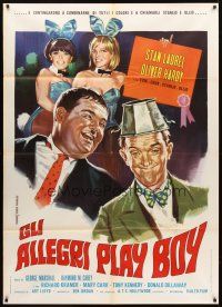 3x502 GLI ALLEGRI PLAY BOY Italian 1p '72 different Piovano art of Stan Laurel & Oliver Hardy!