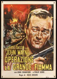 3x512 REUNION IN FRANCE Italian 1p R64 cool different art of John Wayne by Piovano, Jules Dassin!