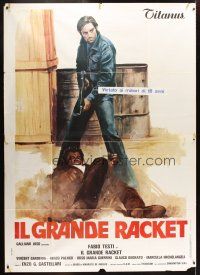 3x353 BIG RACKET Italian 2p '76 cool artwork of Fabio Testi shooting guy on ground!