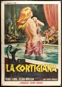 3x382 QUEEN OF BABYLON Italian 2p '56 different art of mostly naked bathing Rhonda Fleming!
