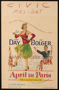 3x005 APRIL IN PARIS WC '53 pretty Doris Day and wacky Ray Bolger in France!