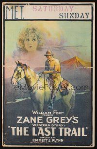 3x073 LAST TRAIL WC '21 Zane Grey, great stone litho of cowboy remembering girl he left behind!