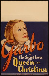 3x111 QUEEN CHRISTINA WC '33 great headshot artwork of pretty glamorous Greta Garbo!