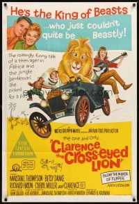 3y371 CLARENCE THE CROSS-EYED LION Aust 1sh '65 Africa safari, art of cross-eyed lion driving!