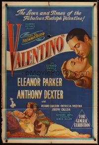 3y414 VALENTINO Aust 1sh '51 Eleanor Parker, Anthony Dexter as Rudolph, the intimate story!