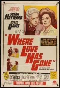 3y416 WHERE LOVE HAS GONE Aust 1sh '64 Susan Hayward, Bette Davis, trashy Harold Robbins!