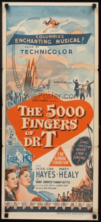 3y420 5000 FINGERS OF DR. T Aust daybill '53 Peter Lind Hayes, Mary Healy, written by Dr. Seuss!