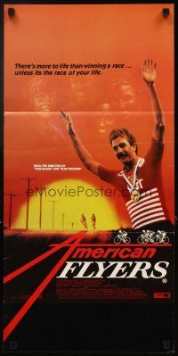 3y442 AMERICAN FLYERS Aust daybill '85 Kevin Costner, David Grant, cool bicyclist image!