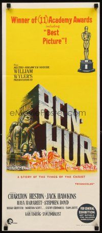 3y468 BEN-HUR Aust daybill R60s Charlton Heston, William Wyler classic religious epic!