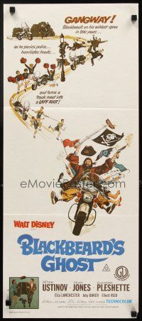 3y479 BLACKBEARD'S GHOST Aust daybill R76 Walt Disney, art of wacky invisible pirate Peter Ustinov