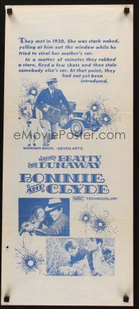 3y484 BONNIE & CLYDE Aust daybill R70s notorious crime duo Warren Beatty & Faye Dunaway!