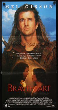 3y488 BRAVEHEART Aust daybill '95 cool image of Mel Gibson as William Wallace!
