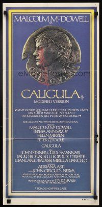 3y502 CALIGULA Aust daybill '80 Malcolm McDowell, Penthouse's Bob Guccione sex epic!