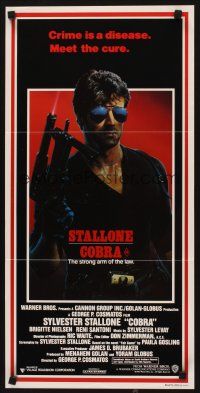 3y527 COBRA Aust daybill '85 crime is a disease and Sylvester Stallone is the cure!