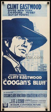 3y530 COOGAN'S BLUFF Aust daybill R70s art of Clint Eastwood in NYC, directed by Don Siegel!