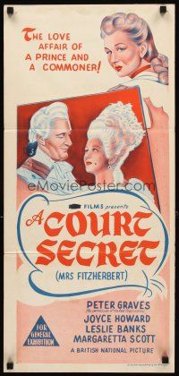 3y533 COURT SECRET Aust daybill '47 Mrs. Fitzherbert, love affair of a prince and a commoner!
