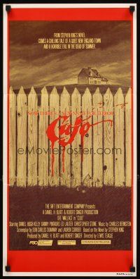 3y540 CUJO Aust daybill '83 Stephen King, artwork of bloody fence & house by Robert Tanenbaum!