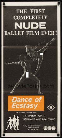 3y545 DANCE OF ECSTASY Aust daybill '70s the first completely nude ballet film ever!