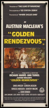3y645 GOLDEN RENDEZVOUS Aust daybill '78 Richard Harris, Ann Turkel, David Janssen, cool art!
