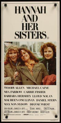3y664 HANNAH & HER SISTERS Aust daybill '86 Allen, Mia Farrow, Dianne Weist, Barbara Hershey!