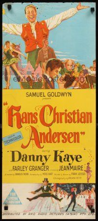 3y665 HANS CHRISTIAN ANDERSEN Aust daybill '53 art of Danny Kaye w/story characters!