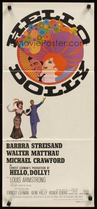 3y668 HELLO DOLLY Aust daybill '70 art of Barbra Streisand & Walter Matthau by Richard Amsel!