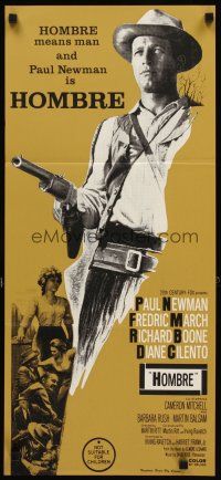 3y677 HOMBRE Aust daybill '66 Paul Newman, Fredric March, directed by Martin Ritt, it means man!