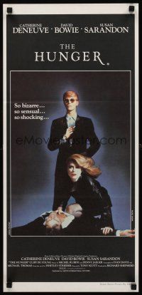 3y682 HUNGER Aust daybill '83 cool image of vampire Catherine Deneuve & rocker David Bowie!