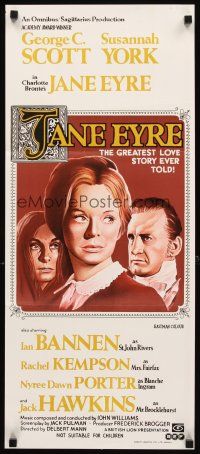 3y694 JANE EYRE Aust daybill '70 Charlotte Bronte's novel, Susannah York & George C. Scott!